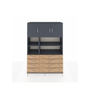 Hyperion Dolap 8 Raflı 8 Çekmeceli 3 Kapaklı 132x44x195 Antrasit-Antrasit/Çam