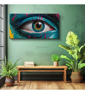 Yatay Panoramik Kanvas Tablo Göz Figürü Soyut Sanat Tablosu Ev Ofis Duvar Dekoru