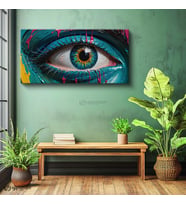 Yatay Panoramik Kanvas Tablo Göz Figürü Soyut Sanat Tablosu Ev Ofis Duvar Dekoru