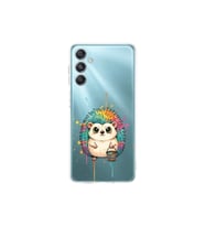 Samsung Galaxy M34 ile Uyumlu Splash Kirpi Tasarımlı Şeffaf Silikon Kılıf