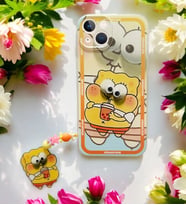 Sünger Bob Tasarımlı Kişiye Özel Charmlı Telefon Kılıfı (Tüm Telefon Kılıfları Mevcuttur.)
