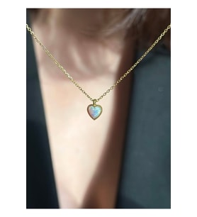 Opal Kalp Kolye 925 Ayar Gümüş (Gold)