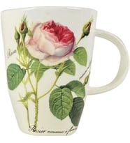 Roy Kirkham Redoute Roses Çiçek ve Gül Desenli İngiliz Kemik Porseleni Fine Bone China Zarif Kupa/Mug (Pembe - Beyaz - Sarı - Yeşil)