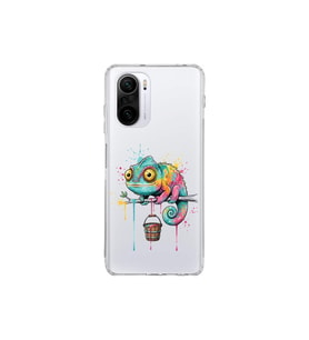 Redmi K40 ile Uyumlu Splash Bukalemun Tasarımlı Şeffaf Silikon Kılıf