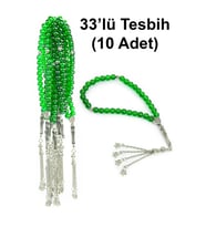 10 Adet 33lü Hac Umre Hediyelik Tesbih - Yeşil