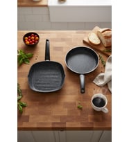 Bernardo Carolin  2 Parça Grill Tava Seti Gri ( 26 Cm -28 Cm)