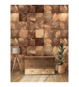 Dreamwall Vintage Kare Taş Desenli Isı Ve Ses Yalıtımlı Sağlıklı Tekstil Duvar Kağıdı (Çok Renkli)