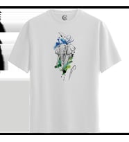 Elephant Art - %100 Pamuklu Kadın Beyaz Tişört - Premium Quality (Siyah - Beyaz)