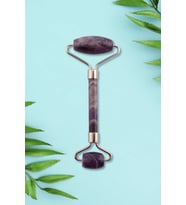 Ametist Doğal Taş Gümüş Face Roller Çift Taraflı Masaj Aleti