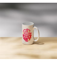 Girl Power Yazılı Papatyalı Kupa - Güçlü Kadın Sözlü Hediyelik Kupa