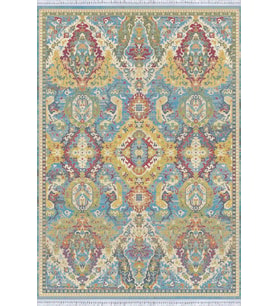 Mavi Vintage Dokuma Pamuk Tabanlı Kaymaz Kilim KLM210