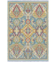 Mavi Vintage Dokuma Pamuk Tabanlı Kaymaz Kilim KLM210