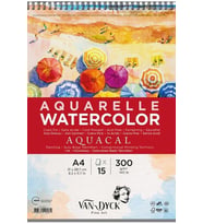 Van Dyck Sulu Boya Blok Aquacal İnce Dokulu Cldpres A4 Üstten Spiralli 15 Yaprak