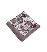 Vav İpek Kadın Micro Twill Sport Çiçek Desenli Eşarp (Gri-Beyaz)