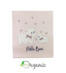 Kız Bebek Polar Bear Nakışlı 90 X 80 Cm Çift Kat Pamuklu Organik Penye Bebe