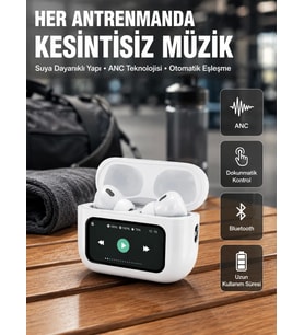 Otomatik Bağlantılı Bluetooth Kulaklık ANC Özellikli Su ve Ter Dayanıklı Yeni Nesil