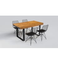 Ntconcept Lilien Masif Ağaç Tel Sandalyeli Masa Takımı (75x210cm Masa  + 6 Sandalye)