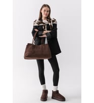 Paul Brand Hazel Yumuşak Süet Dokulu Büyük Boy Geniş Hacimli Kadın Tote Omuz Çantası
