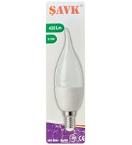 (1 Adet) Şavk 5,5W (37W) Beyaz Işık (6500K) E14 Duylu (İnce Duy) Led Kıvrık Ampul