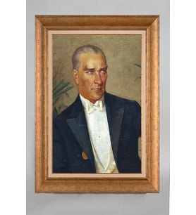 Altın Varaklı Paspartulu Çerçeveli Atatürk Tablo sd155