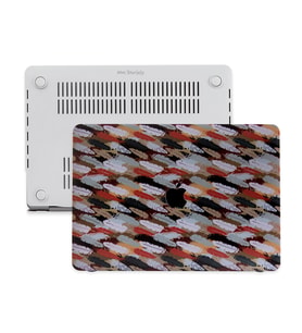 MacBook Pro Retina Kılıf HardCase A1425 A1502 2012/2015 ile Uyumlu Flower34 (Lacivert-Turuncu)