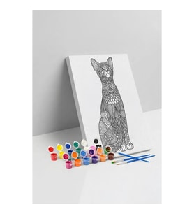 Kedi Desenli Mandala Tuval Boyama Seti 40x50 cm