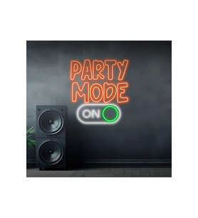 PARTY MODE ON Yazılı ve Şekilli Neon Tabela