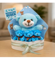 Hoşgeldin Bebek Tasarımlı Peluş Ayıcık Buketi