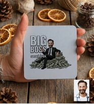 Kişiye Özel Karikatürlü Erkek Patron Bardak Altlığı Doğum Günü Hediyesi