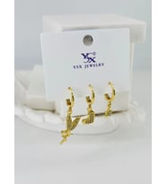 Zirkon Taşlı Üçlü Kombin Küpe - Kp00387