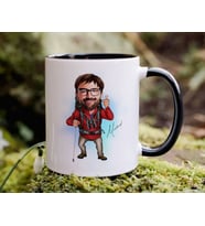 Bk Gift Kişiye Özel Gezgin Karikatürlü Siyah Kupa Bardak-1, Sevgiliye Hediye, Arkadaşa Hediye