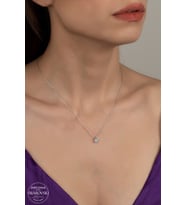 SWAROVSKİ CRYSTAL TEK TAŞ  925 AYAR GÜMÜŞ KOLYE