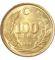 100 lira 1990 yılı madeni para