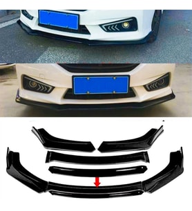 Honda City Siyah Renkli Şeritli Dilli Ön Lip 4 Prç Parlak Siyah ABS