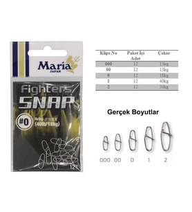 Maria Fighter Snap Maket Balık Klipsi 12 Adet 1 No 40 KG
