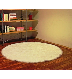 Tappeto Akrilik Kuzu Post Peluş Yuvarlak Halı (7 Farklı Renk ve 8 Farklı Ölçü) (Krem)