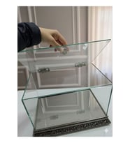 Gümüş İşleme Cam Söz, Nişan, Çeyiz Bohça Kutusu / Ürün Sergileme Fanusu 35X20X20