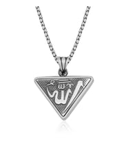 925 Ayar Gümüş Üçgen Allah Yazılı Cevşen Dualı Kolye