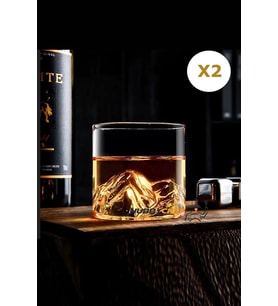 Viski Kokteyl Meşrubat Bardağı Kadehi Japon Style 3 Boyutlu Borosilikat Bardak 2li Set 320ml
