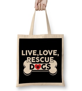 Live Love Rescue Dogs Cute Dog Owners Bez Çanta Uzun Saplı