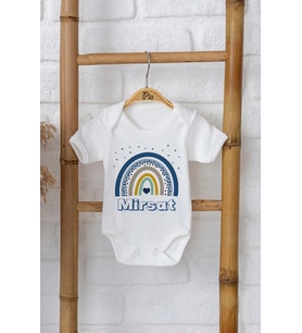 Pia Baby Premium %100 Pamuk İsme Özel Organik Baskılı Çıtçıtlı Bebek Body Zıbın Modelleri 5091-16 (Ekru)