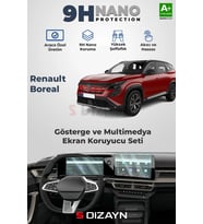 Renault Boreal 9H Nano Gösterge ve Multimedya Ekran Koruyucu 2'Li Set (PARLAK) 2025 Üzeri A+ Kalite