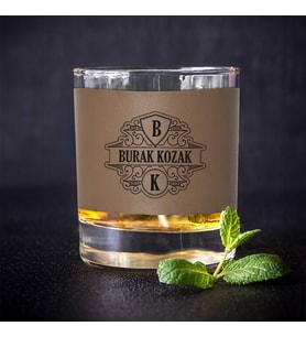 Kişiye Özel Premium Vizon Deri Kaplama İsimli Viski Bardağı