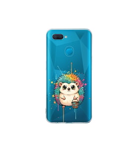 Oppo AX7 ile Uyumlu Splash Kirpi Tasarımlı Şeffaf Silikon Kılıf