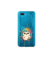 Oppo AX7 ile Uyumlu Splash Kirpi Tasarımlı Şeffaf Silikon Kılıf