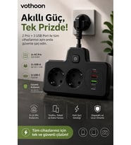Bkl-502 Akım Korumalı 2Li Priz 2 USB ve 2 Type-C Çıkış 4000W Hızlı Şarj Duvar Tipi Dokunmatik Led Ay