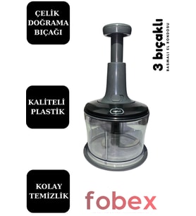 Pratik 3'lü mutfak seti: doğrayıcı, rondo ve blender, şık siyah tasarım