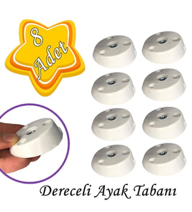 8 Adet Dereceli Ayak Tabanı Beyaz Mobilya Masa Sehpa Ayağı Bağlantı Aparatı Açılı  Plastik