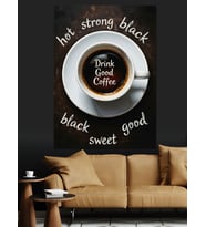 Hot Strong Black Kahve Tasarımı Dekoratif Kanvas - Mdf Ahşap Tablo