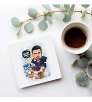 Kişiye Özel Ofisteki Keyifçi Adam Karikatürlü Bardak Altlığı